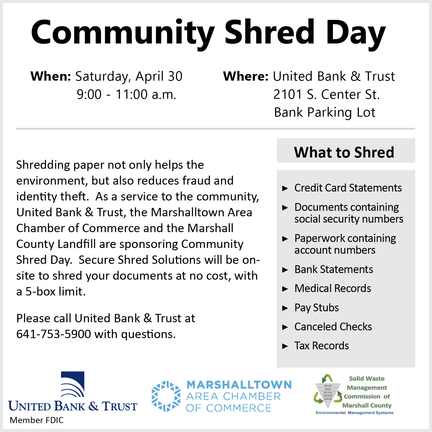 Community Shred Day 2022 United Bank & Trust